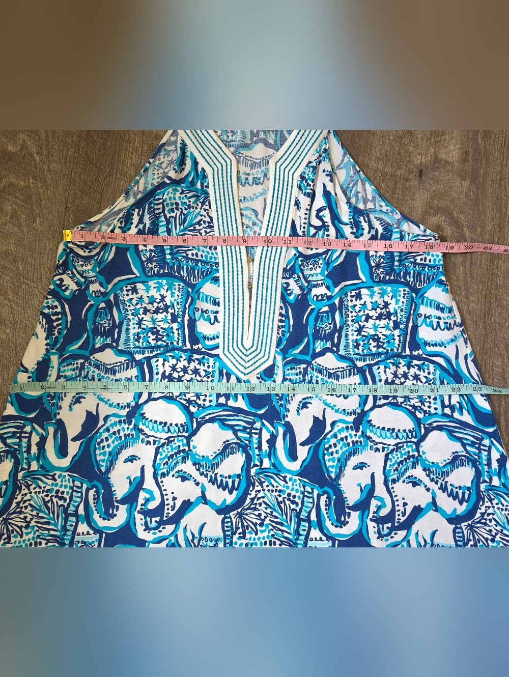 Lilly Pulitzer Achelle Swing Dress Women's Blue White Keep on Trunkin Elephant P - Picture 9 of 12